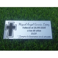 Placa Cementerio Rectangular Plata 570 x 290 mm