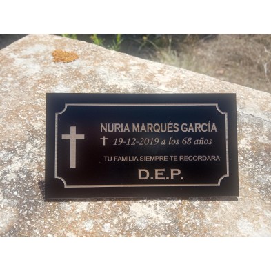 Placa Cementerio Negra Oro 160 x 80 mm