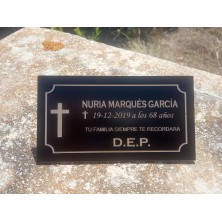 Placa Cementerio Negra Oro 390 x 200 mm