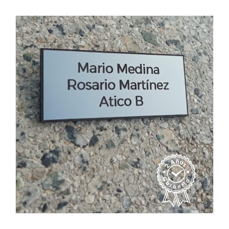 Placa personalizada plata reborde 9 x 3 cm con logo